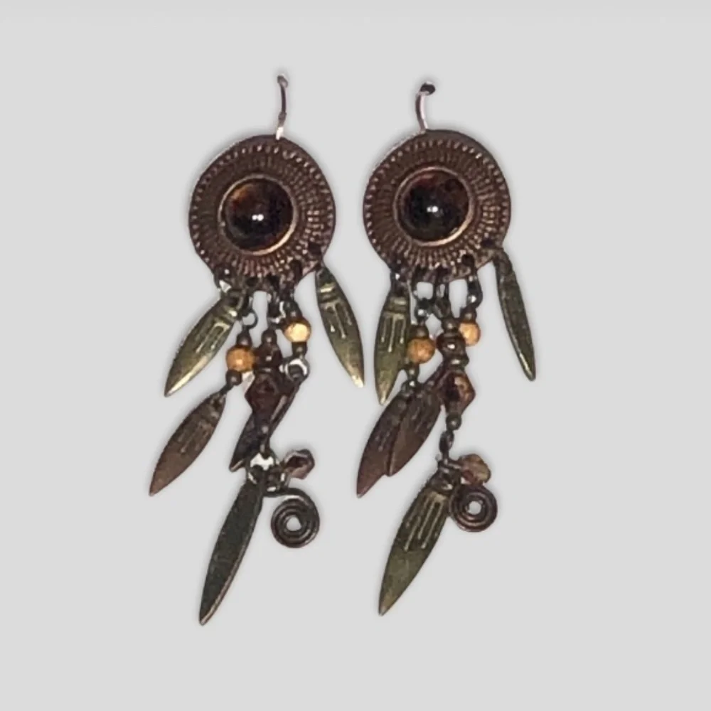 Vintage Autumn Leaf Gold Tone Necklace and Earrings Set